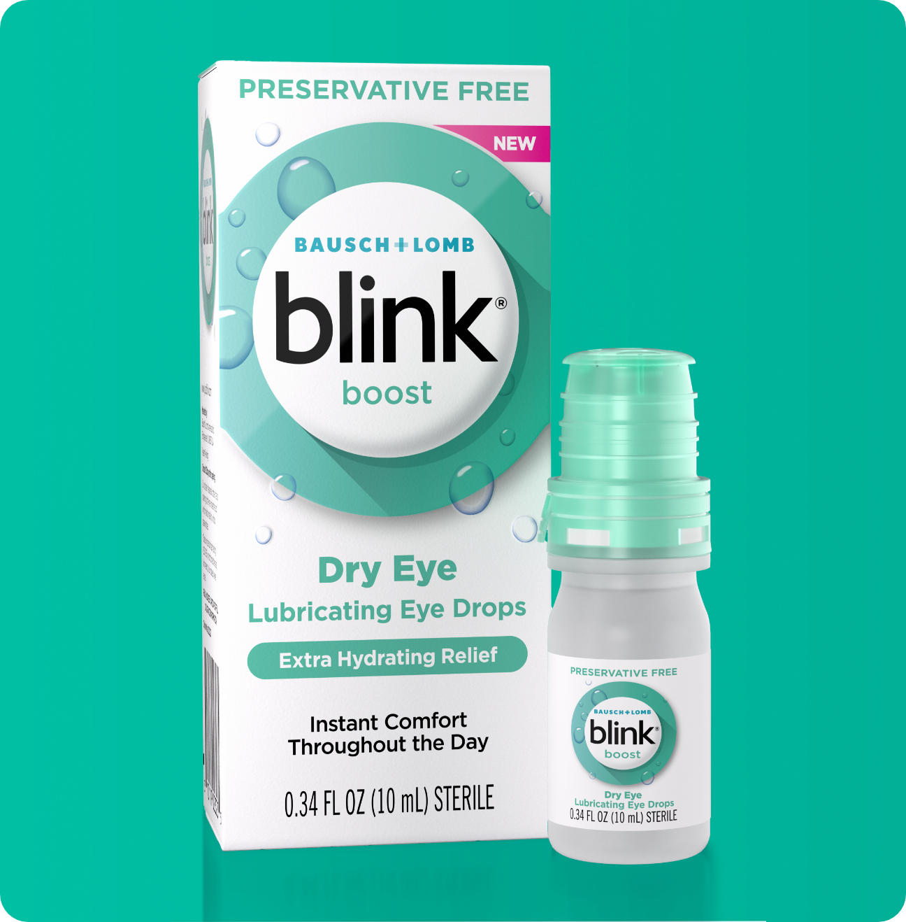 Blink Boost Lubricating Eye Drops package and bottle