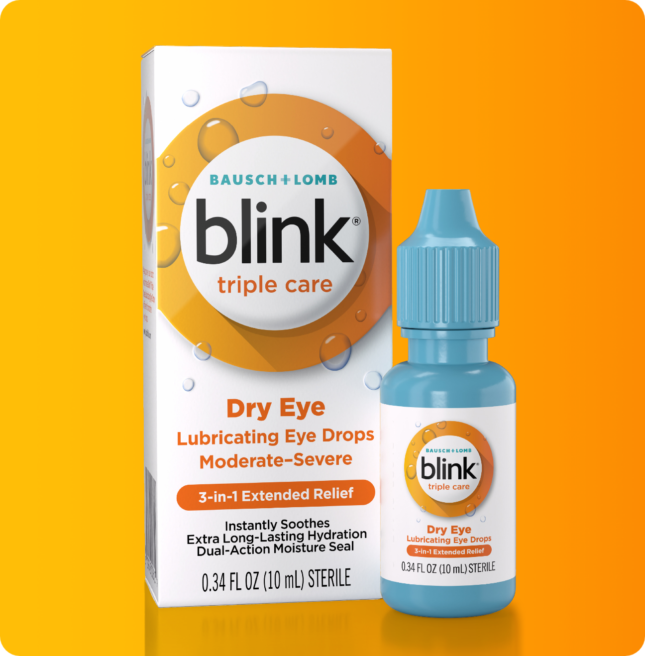 Blink Triple Care Lubricating Eye Drops bottle and package