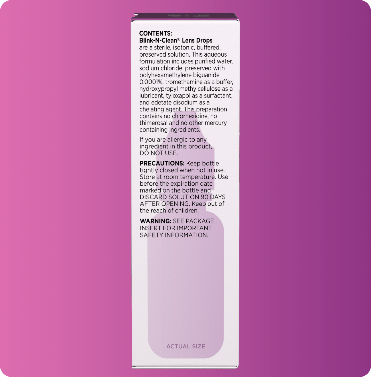 Blink-N-Clean package with product summary