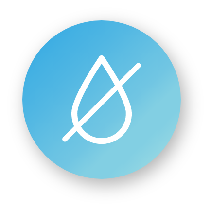 Icon of a water drop with a line through it 